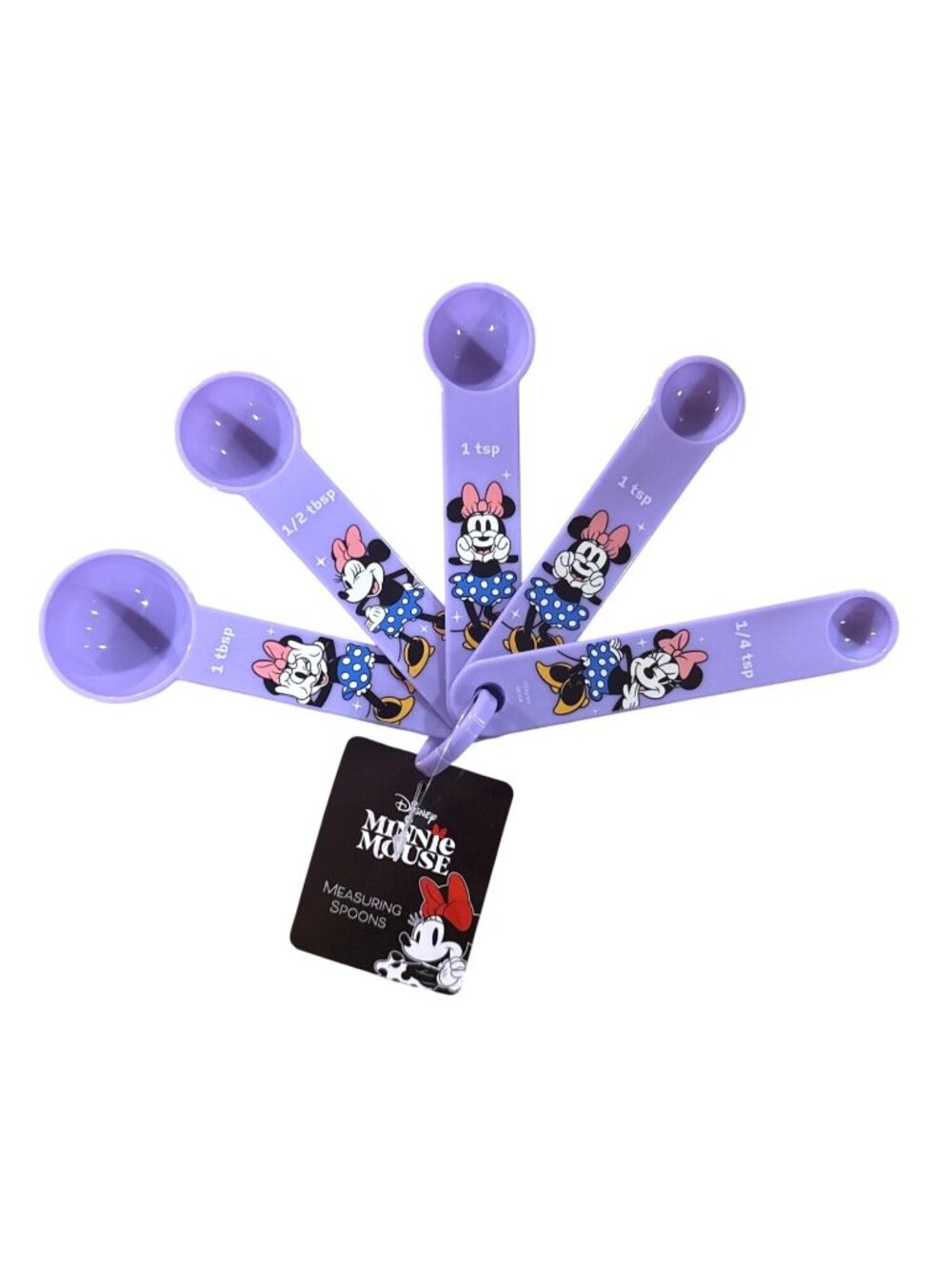5pc Disney Minnie Mouse Purple Measuring Spoons Kitchen Tool 1 Tbsp-1/4 Tsp 1b